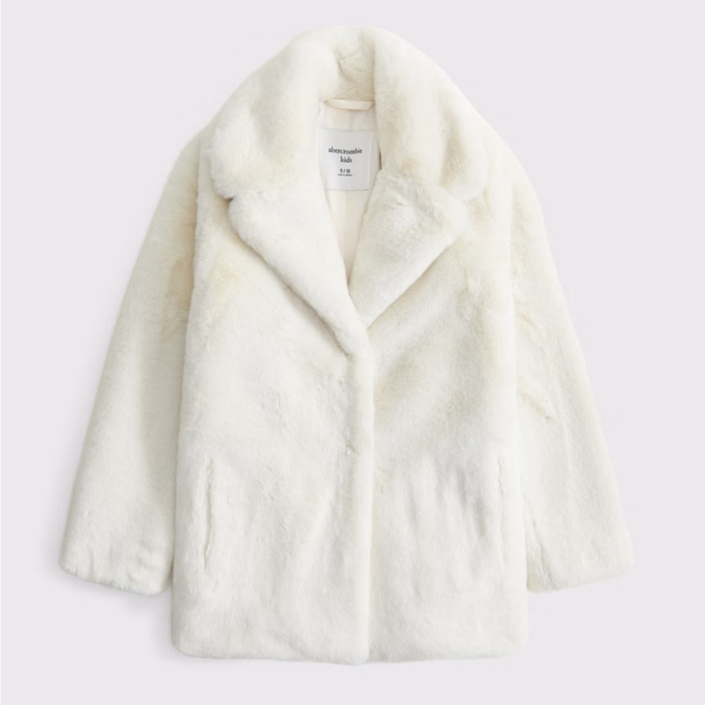 A&F Cream Faux Fur Coat